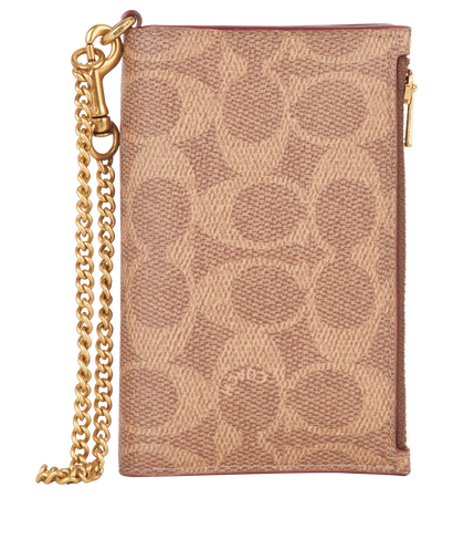 Coach Zip Chain Wallet, £40, Accessories, Brown, Canvas/Leather, Front view